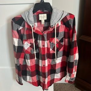 Forever 21 button up flannel with gray hoodie